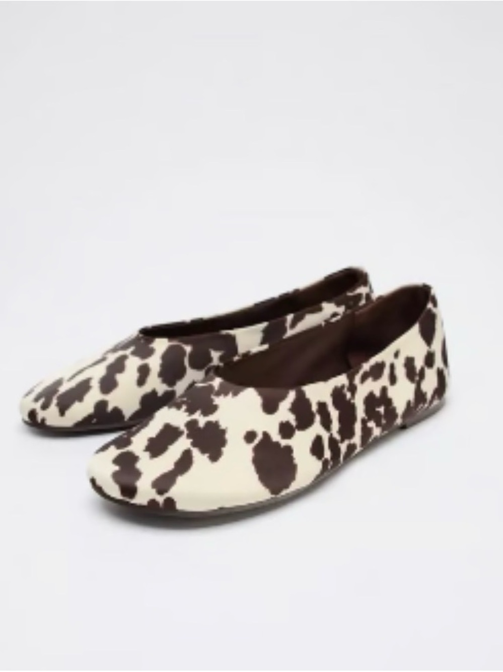 NEW Zara Cowprint Fabric Flats - Size 10
